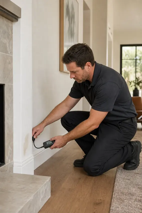 Water leak detection technician checking a Los Angeles home